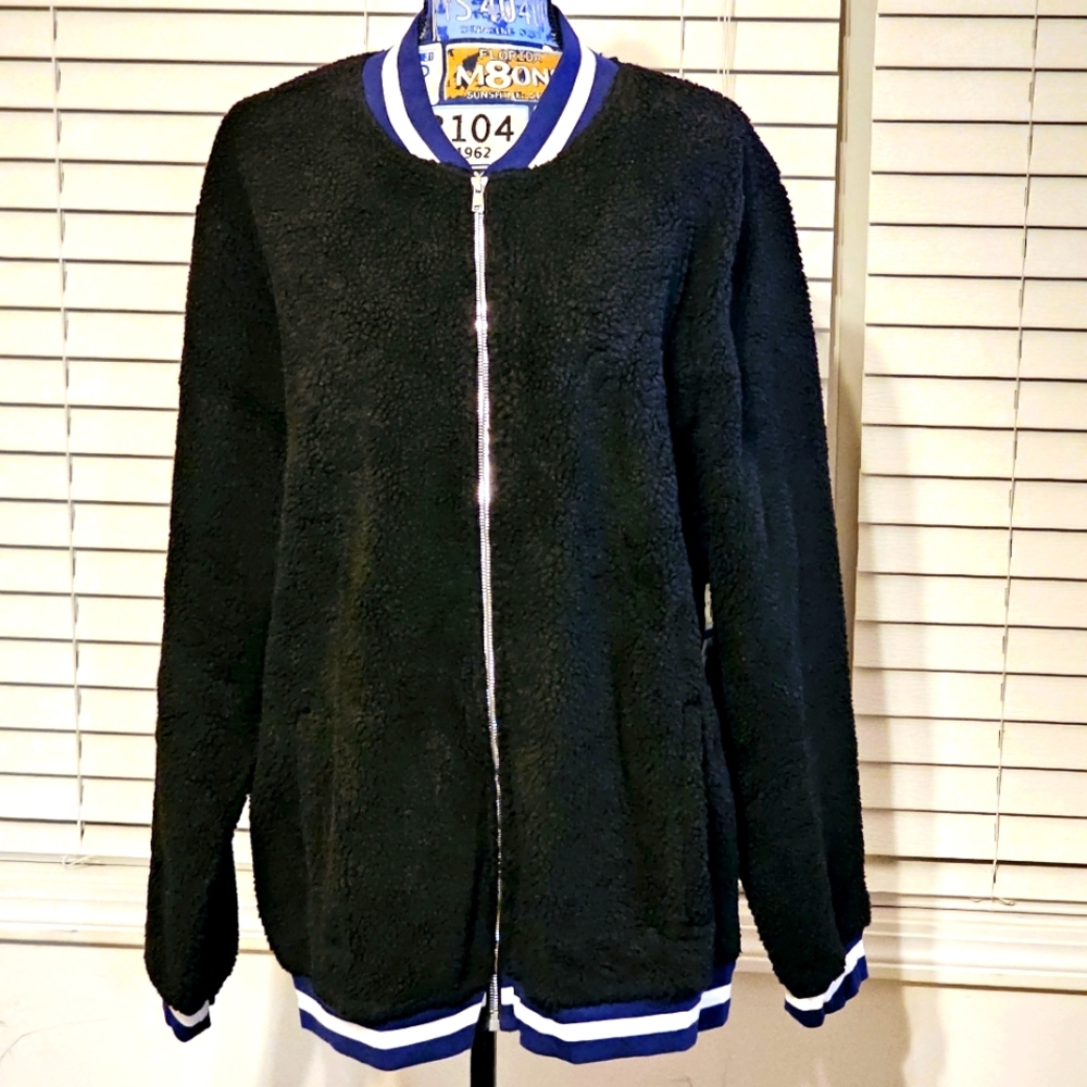 Ideology Novelty NWT Mens Full-Zip Fleece Bomber Jacket Black Size XL